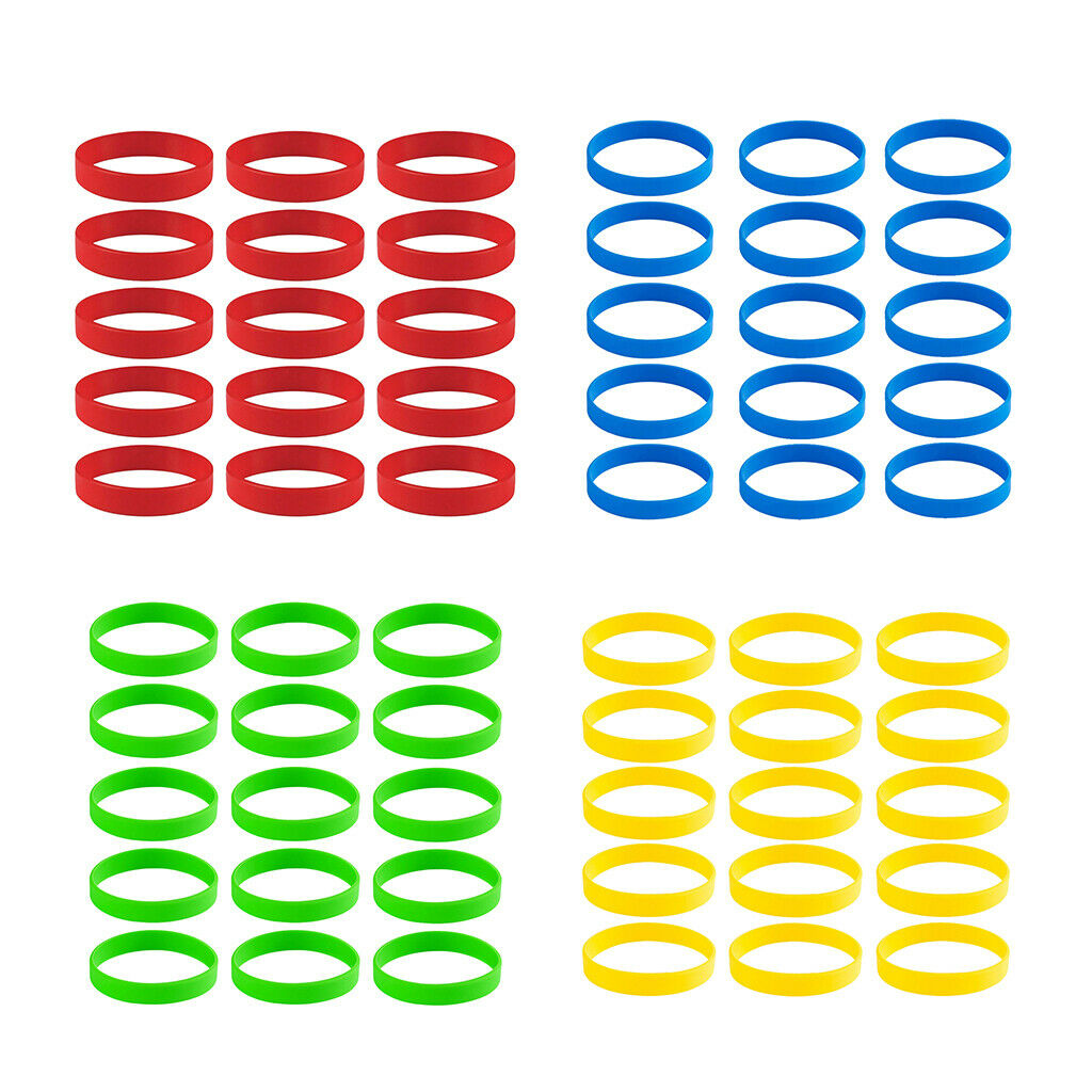 60x Silicone Wristbands Blank Sports Bracelet Elastic Bangle 4 Colors Gift