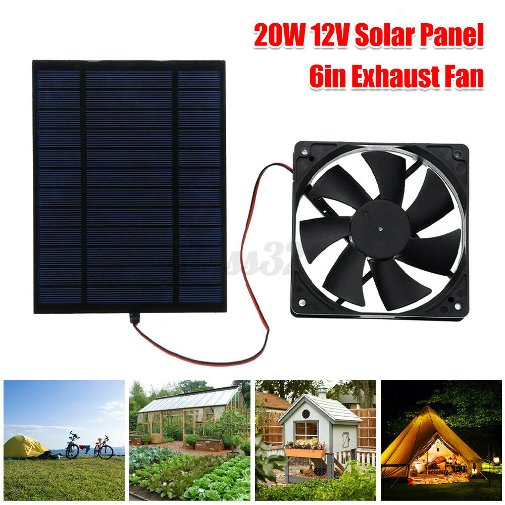 20W Solar Exhaust Fan Air Extractor 6 Inch Ventilator Solar Panel Power Fan