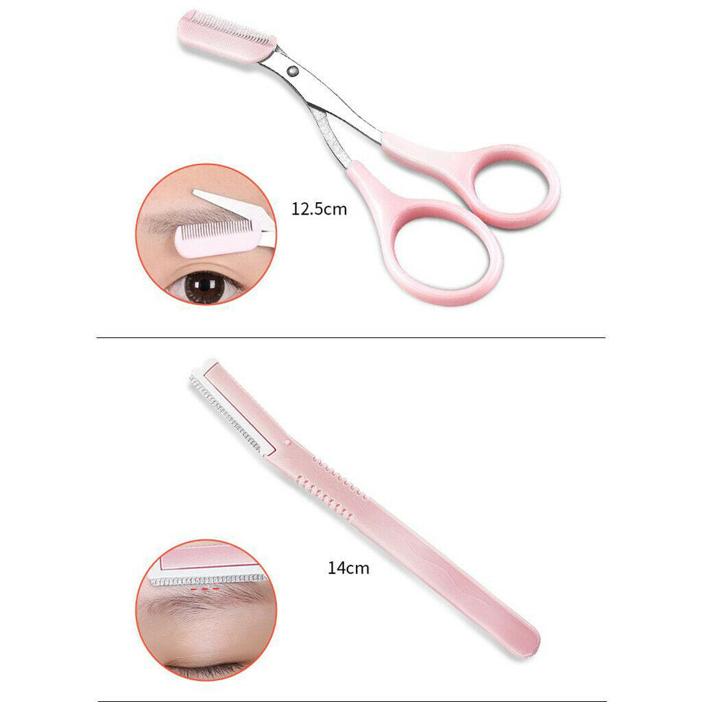 10pcs/set Eyebrow Tools Tweezers Scissors Razor Eyelash Curler Set Kit