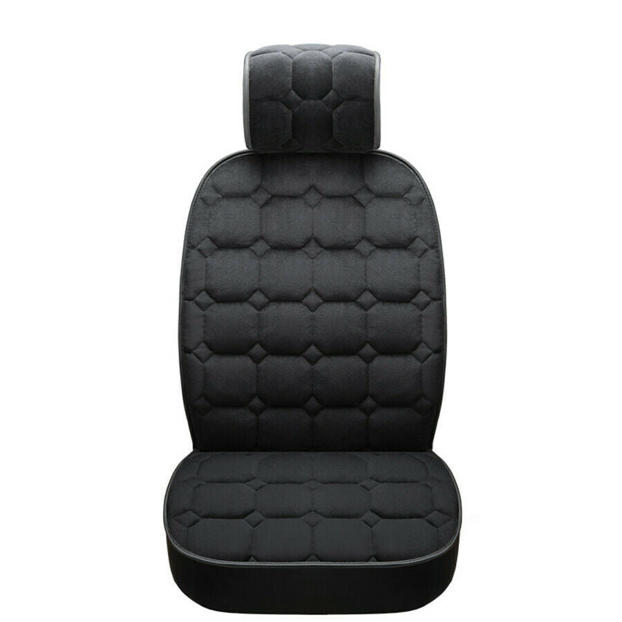 1PC  Short Plush Black Non-slip Silicone Warm Auto Front Backrest Seat Cushion