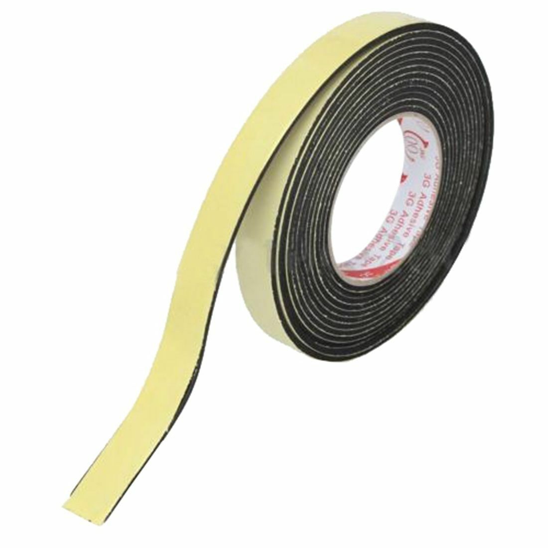5m Black Single Sided Foam Tape 10mm Wide x 3mm Thick Self Adhesive