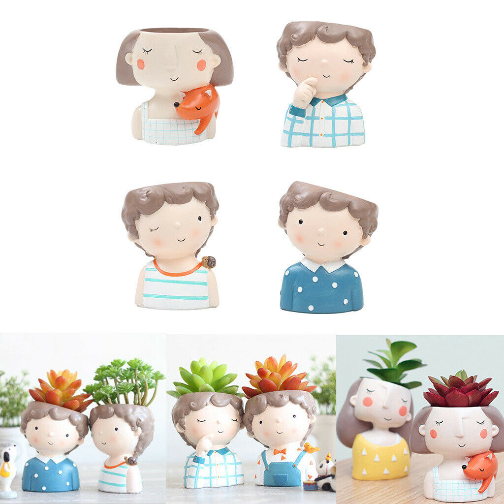 4pcs Garden Planter Succulent Plant Pot for Home Decor Cafe 9.5x7.5x9cm