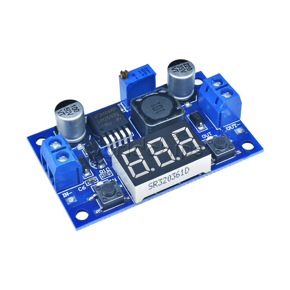 2PCS LM2596 Buck Step-down Power Converter Module 4.0~40 to 1.3-37V Voltmeter