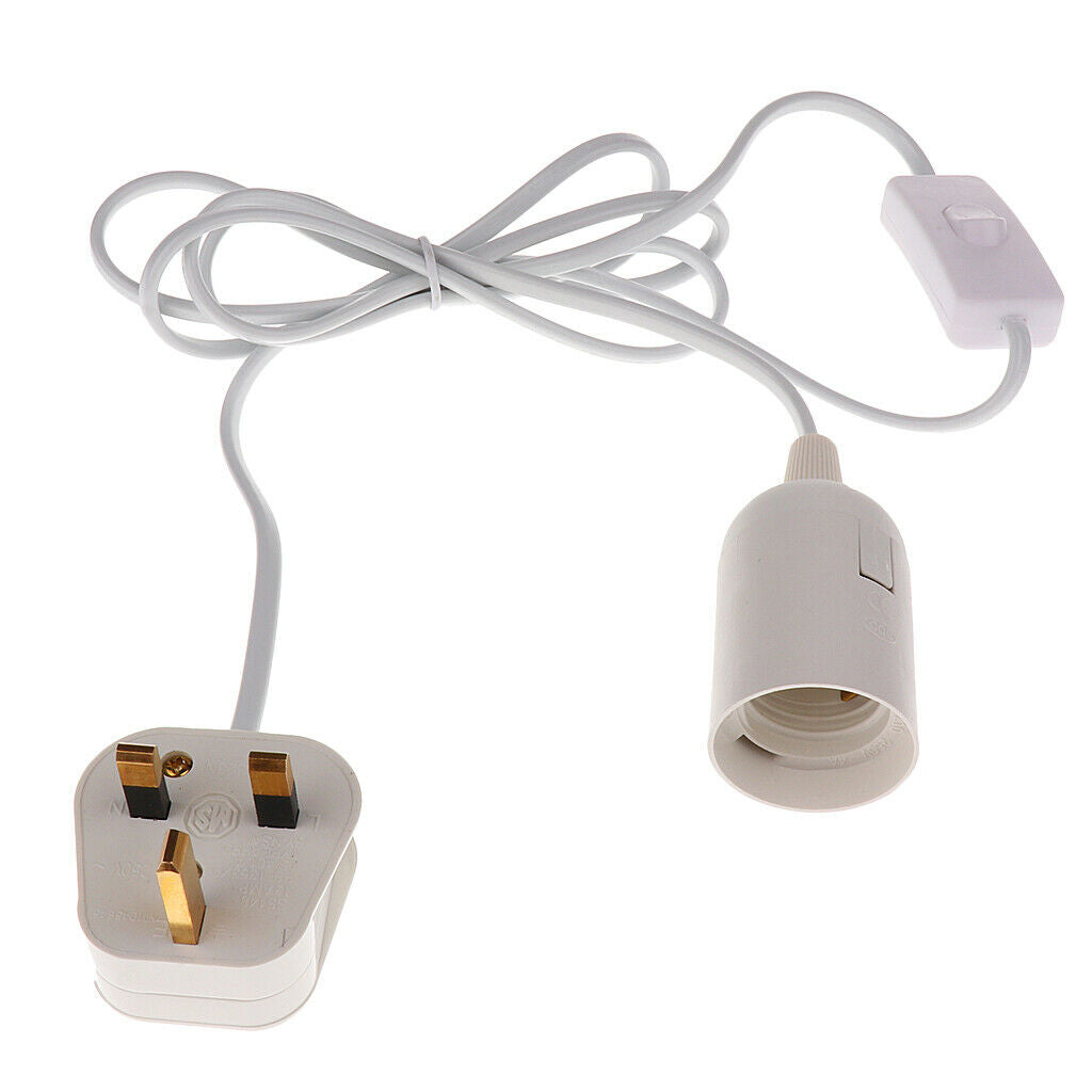E27 Screw Lamp Socket Base White Pendant Light Holder Fitting with Switch