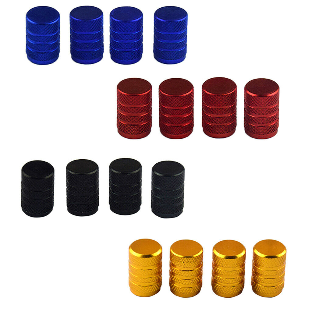8 Pack Aluminum Car Tubeless Wheel Tire Valve Stems Dust Caps Black & Red