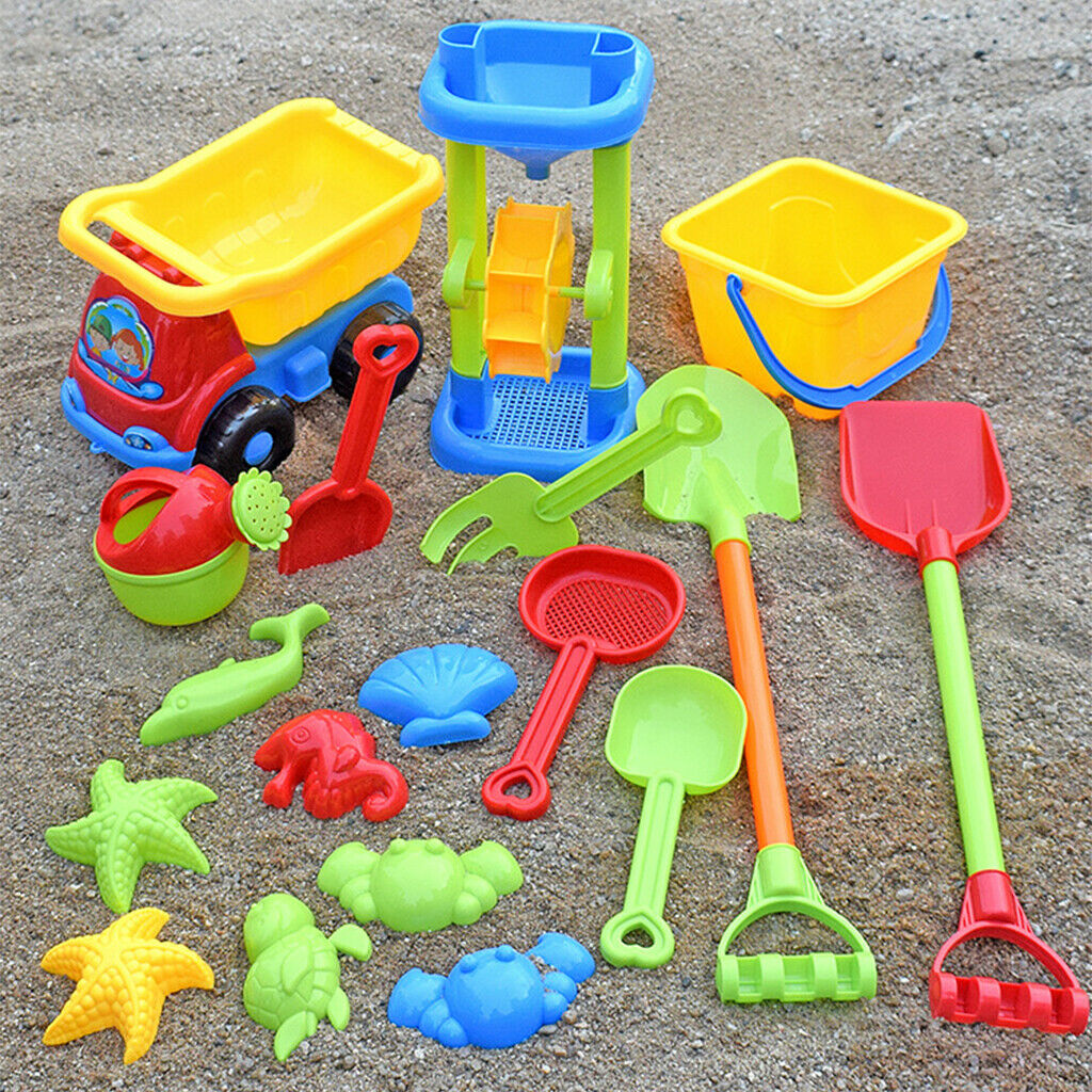 Summer Sand Beach Game Toys Outside Sandpit Tool Water Game 15pcs Sand Clock