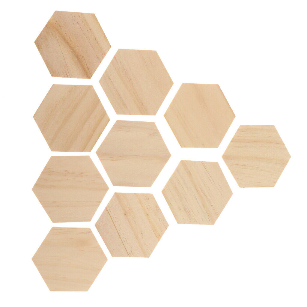 10pcs Unpainted  Cut Wood Hexagon Shape Bunting Garland Tag 90x78mm