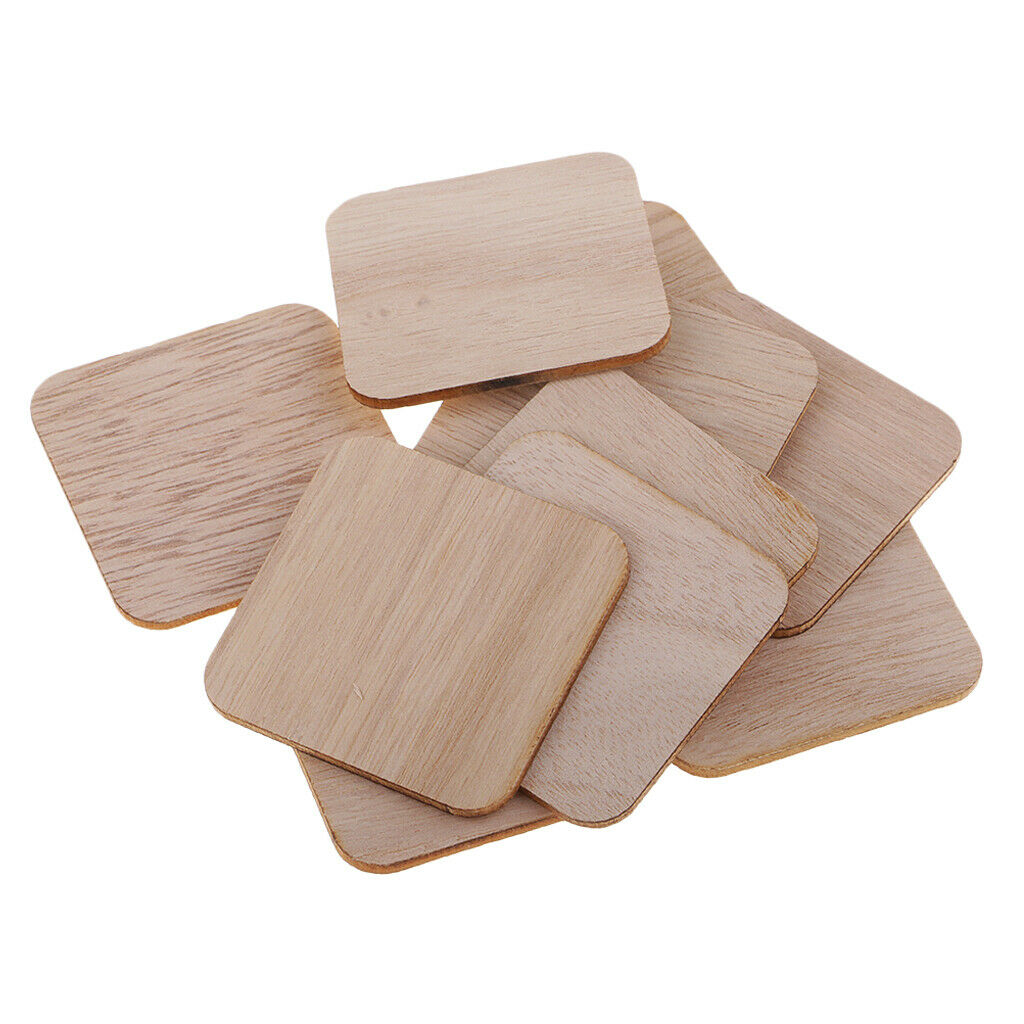 Natural Wood Square Sign Unfinished Wood Die-Cut Labels, 100