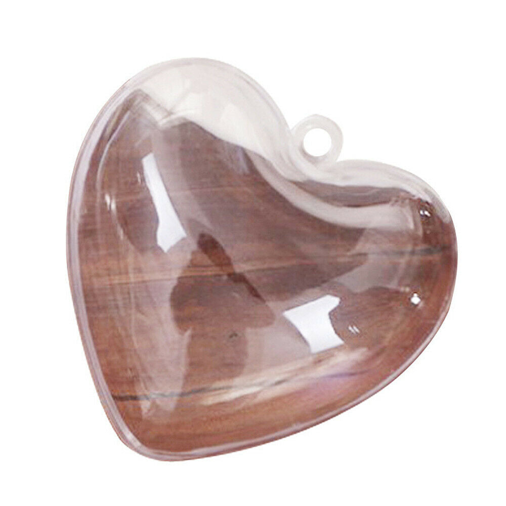 15Pcs Christmas Heart Empty Clear Baubles Candy Box Fillable Ornaments DIY Craft