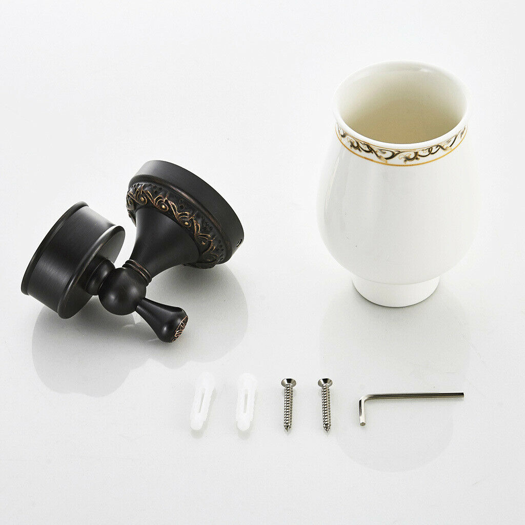 Toothbrush Holder Tidy Tumbler For Bathroom Kitchen, Made Of Brass & Ceramic