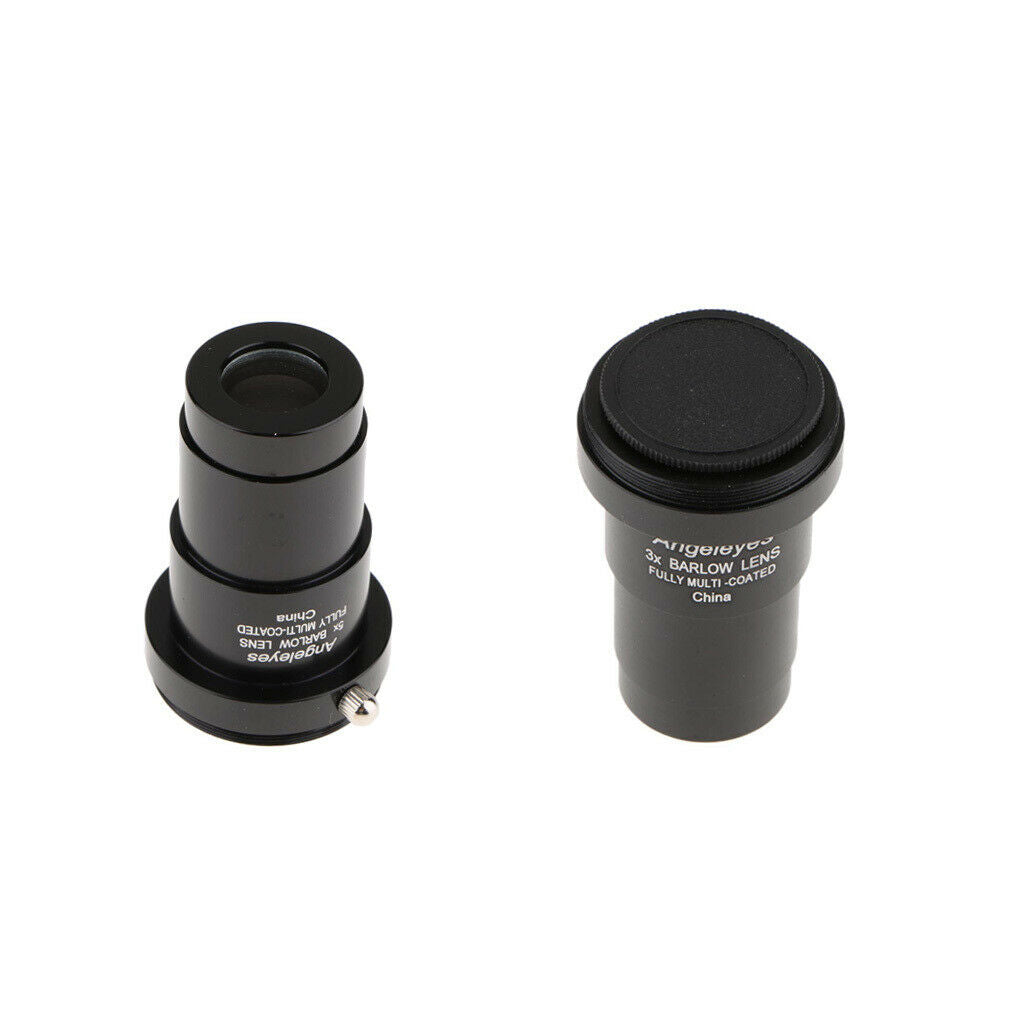 2 Pieces Telescope Barlow Lens 5X 3X Astronomy 1.25"/31.75mm For Celestron