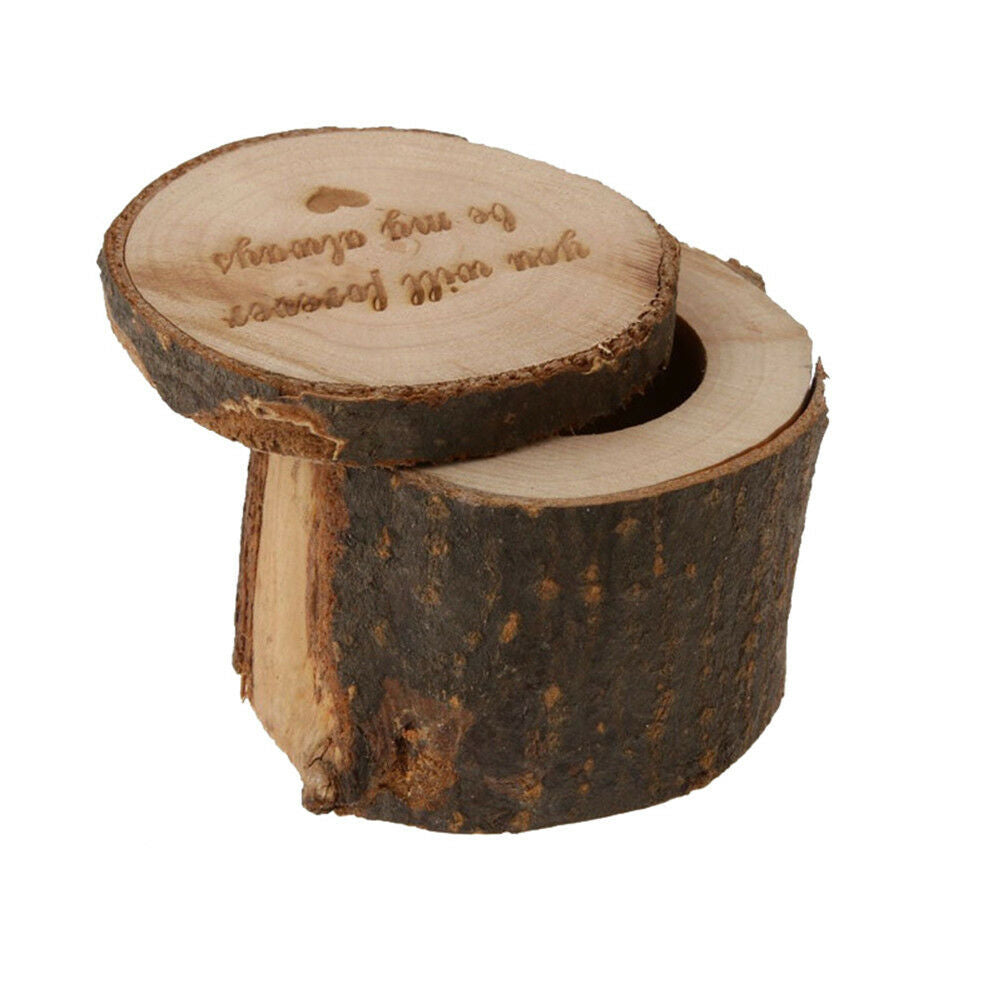 Rustic Wedding Engagement Ring Box Bearer Custom Wooden Ring Holder Case Gif Rf