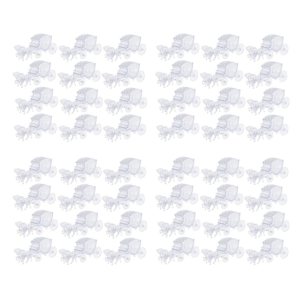 48pcs Clear Crystal Horse Carriage Candy Gift Boxes for Wedding Party Favor