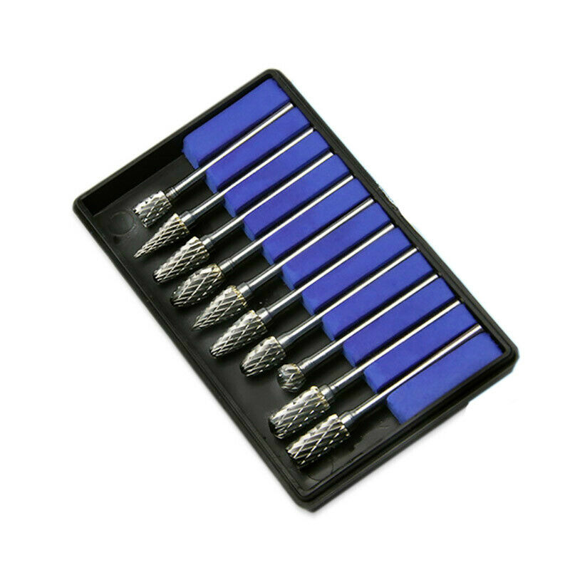10x Tungsten Carbide Cutter Rotary Burr Set 1/8 Shank Drill Bits Die Grinder Bit