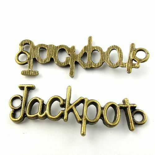 35 pcs Antiqued Bronze Alloy Jackpot Pendant Jewelry Connector Art Craft 43*16mm