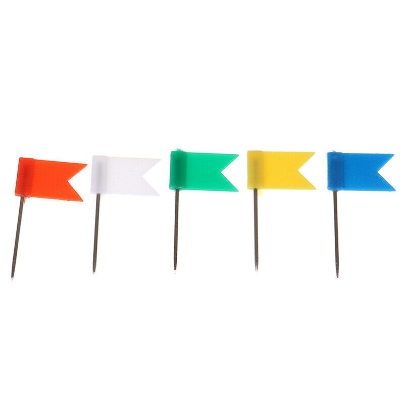 100 Pieces Mixed Color Flag Push Pins Nail Thumb Tack Map Drawing Pin Sta.l8