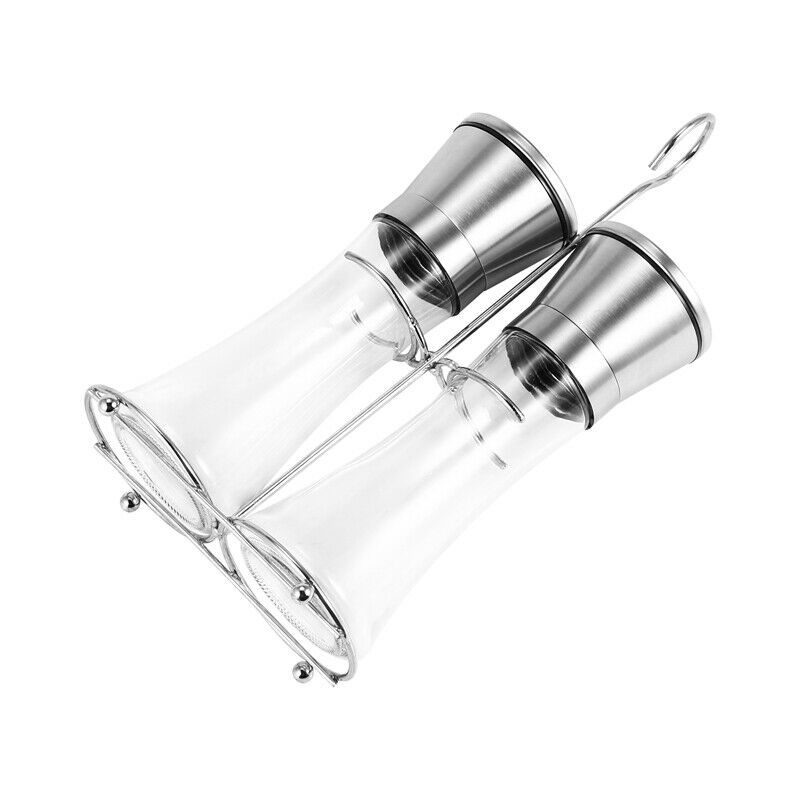 Premium Stainless Steel Salt and Pepper Grinder Set With Stand - Tall Salt andB1