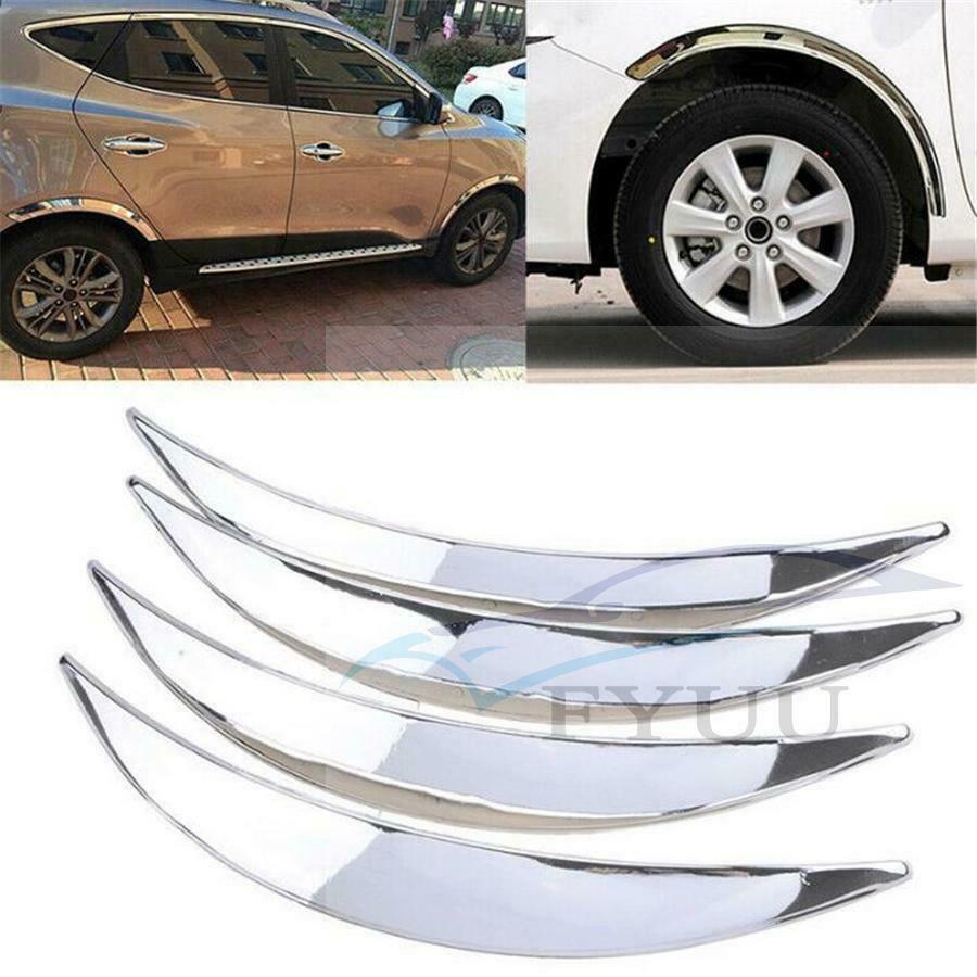 4pcs Chrome Car Wheel Eyebrow Arch Protector Trim Lips Fender Flares Universal