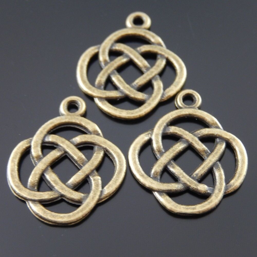 50pcs Antiqued Bronze Alloy Chinese Knot Shaped Pendant Jewelry Accessory Crafts