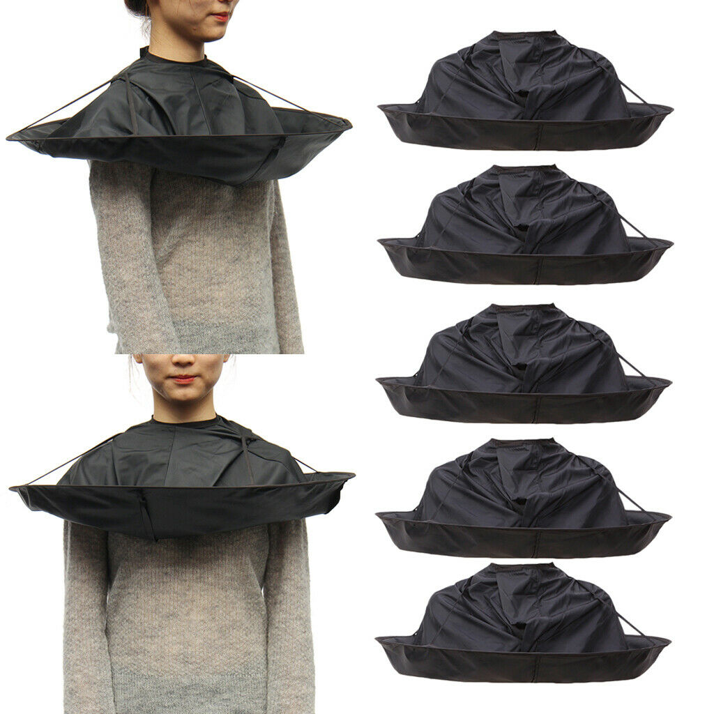 5pcs Black Hair Cutting Cape Salon Barber Hairdressing Cloak Beard Shaving