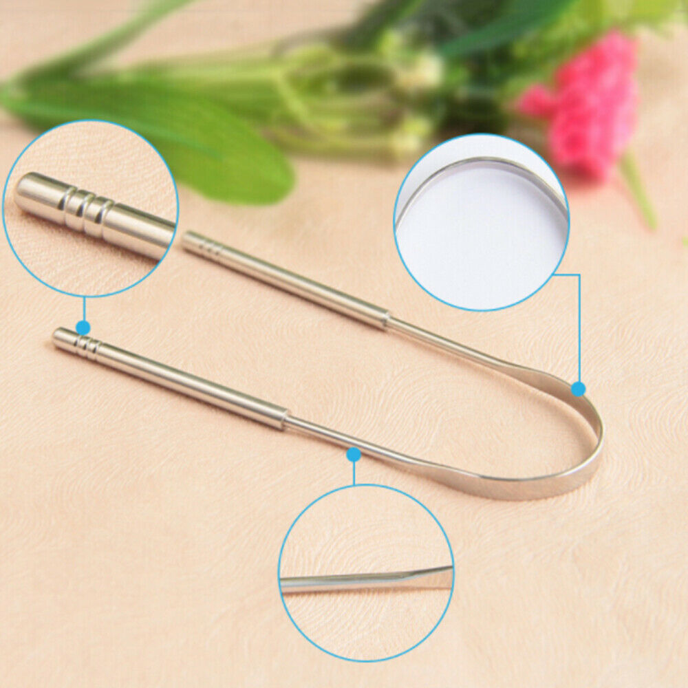 Stainless Steel Tongue Scraper  Cleaning Coated TongueToothbrush Oral Care Tools