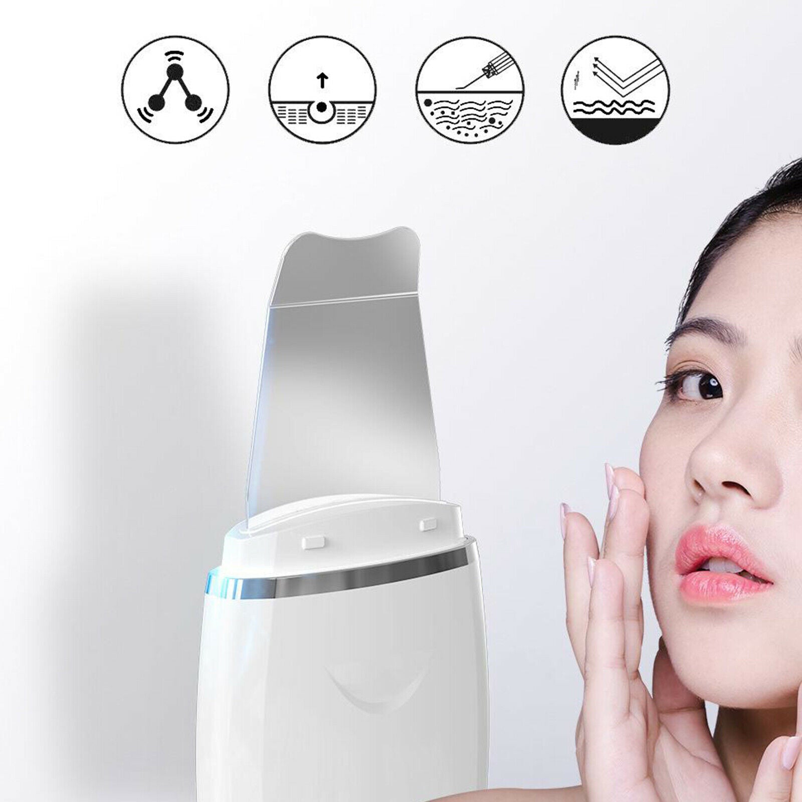 Ultrasonic Skin Scrubber Facial Spatula Cleaner Extractor Pore Peeling -