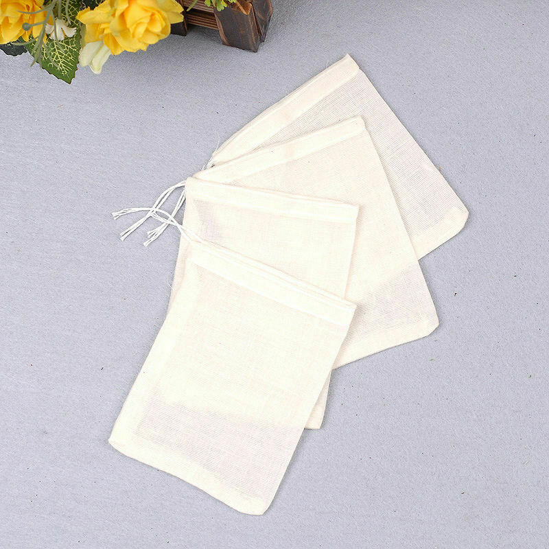 10 Cotton Muslin Drawstring Bags Coffee Tea Bath Soap Herb 80x100mm
