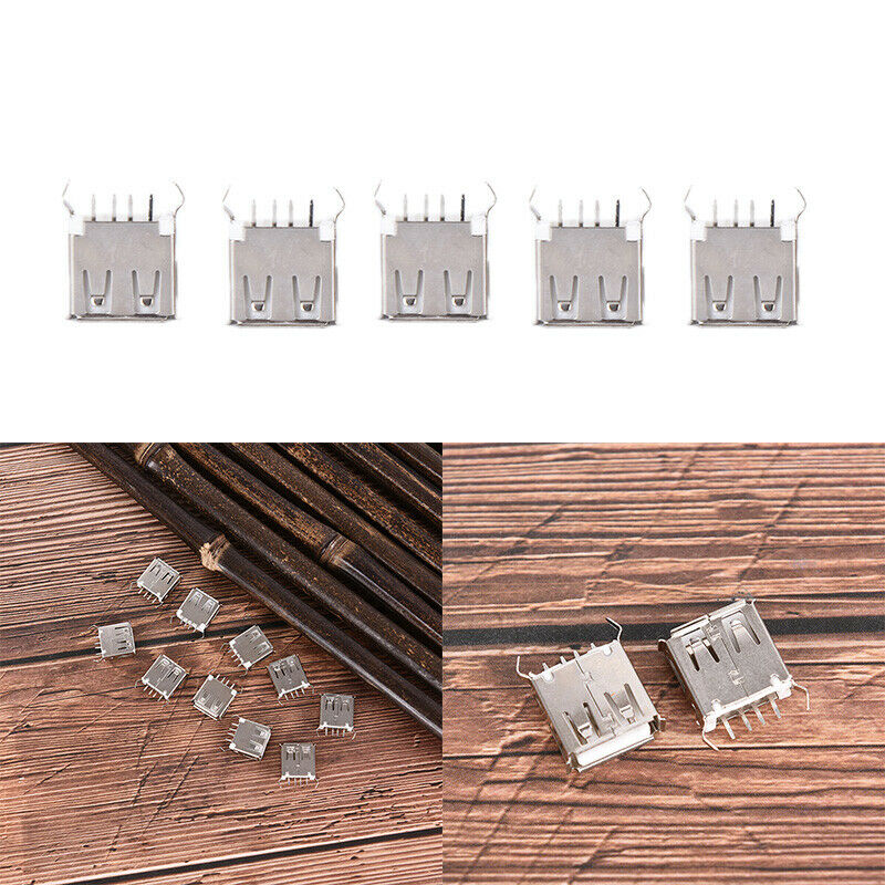 Single Port USB 2.0 Female Type A 4-Pin DIP 180 Degree Jack Socket PT%xY1