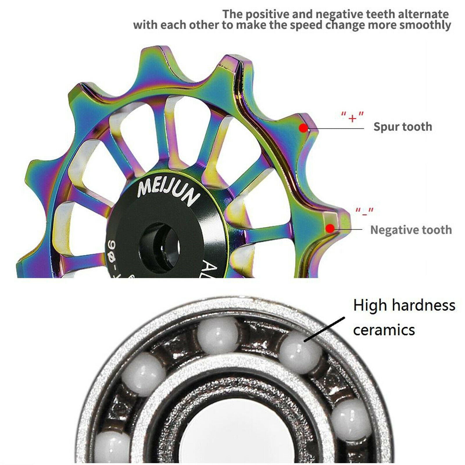 12T Bicycle Bike Rear Derailleur Pulley Guide Jockey Wheel Rainbow Color