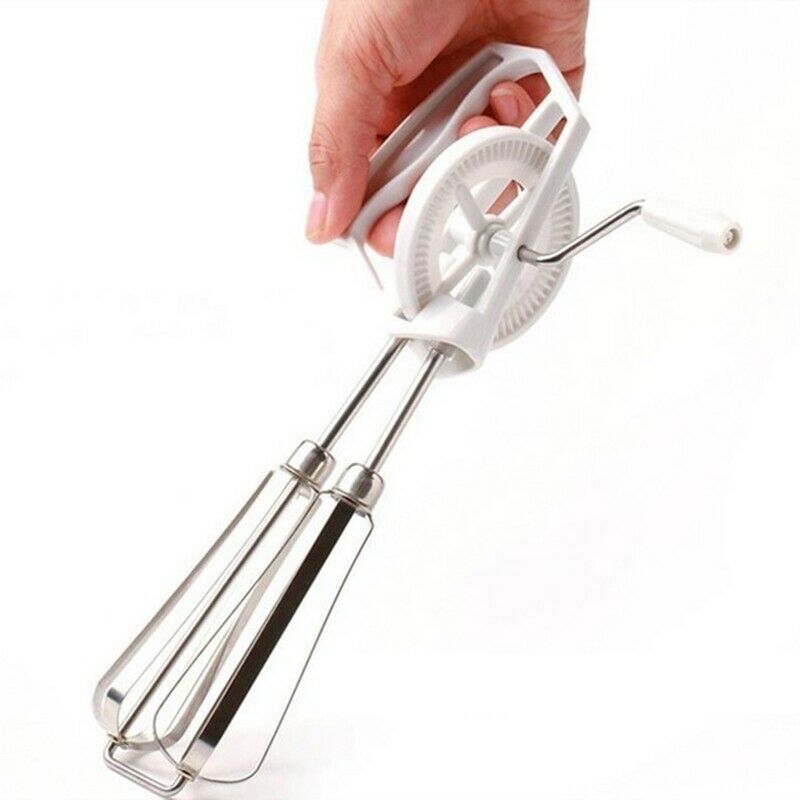 Rotary Manual Hand Whisk Egg Beater Mixer Blender Stainless Steel Kitchen ToolF5