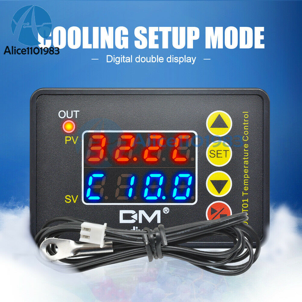 DC12V Digital Red Blue Microcomputer Temperature Controller Thermostat W/ Sensor