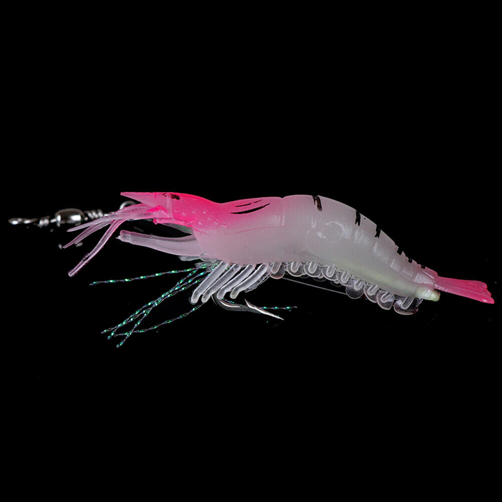 5pcs Soft shrimp bait luminous silicone prawn fishing lures hook bait 5 c.l8