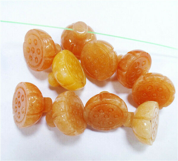 10Pcs 16x12mm Natural Yellow Aventurine Carved Lotus Flower Pendant Bead HH8371