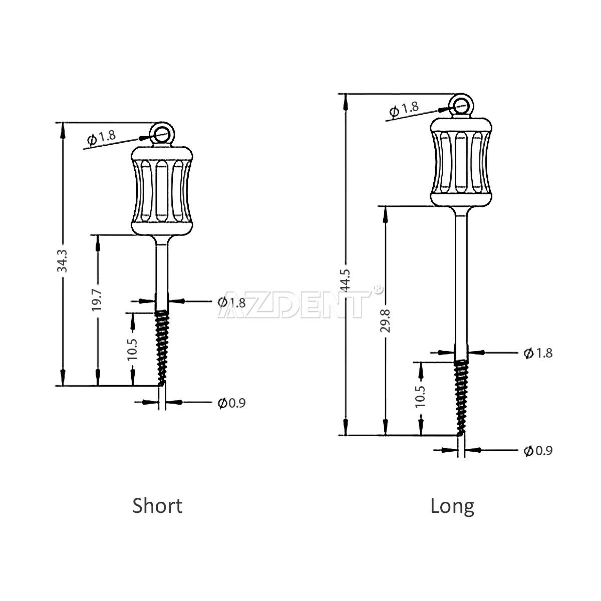 2 X Dental Long+Short Mini Manual Rotate Extraction Apical Root Fragments Drill
