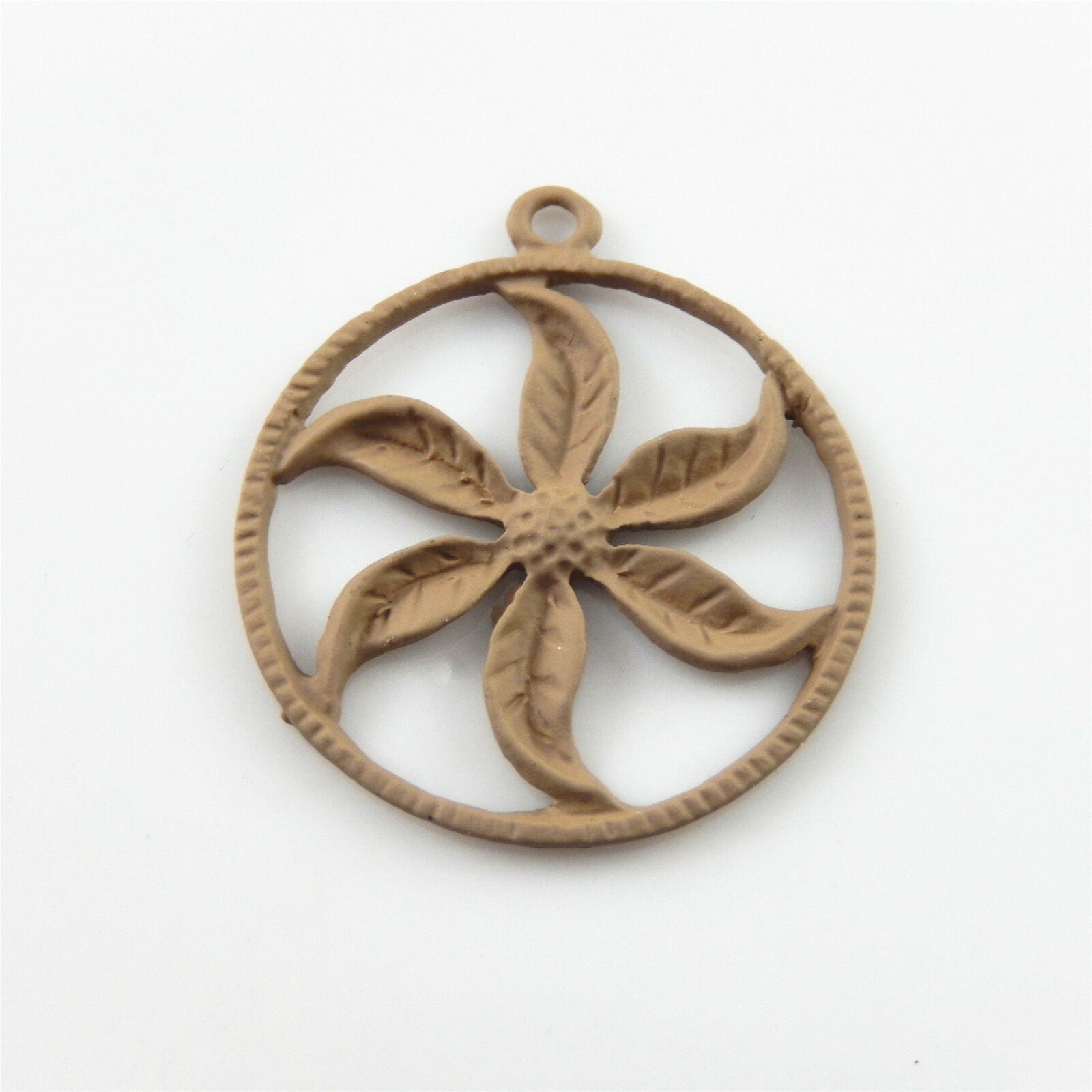 10 pcs Frosted Round Flower Wheel Pendant Charm Alloy Jewelry Drop Dangle 28*2mm