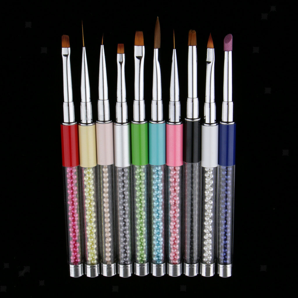10Pcs Acrylic Nail Brush Professional Nail Art Painting Dotting Pen Tool Set