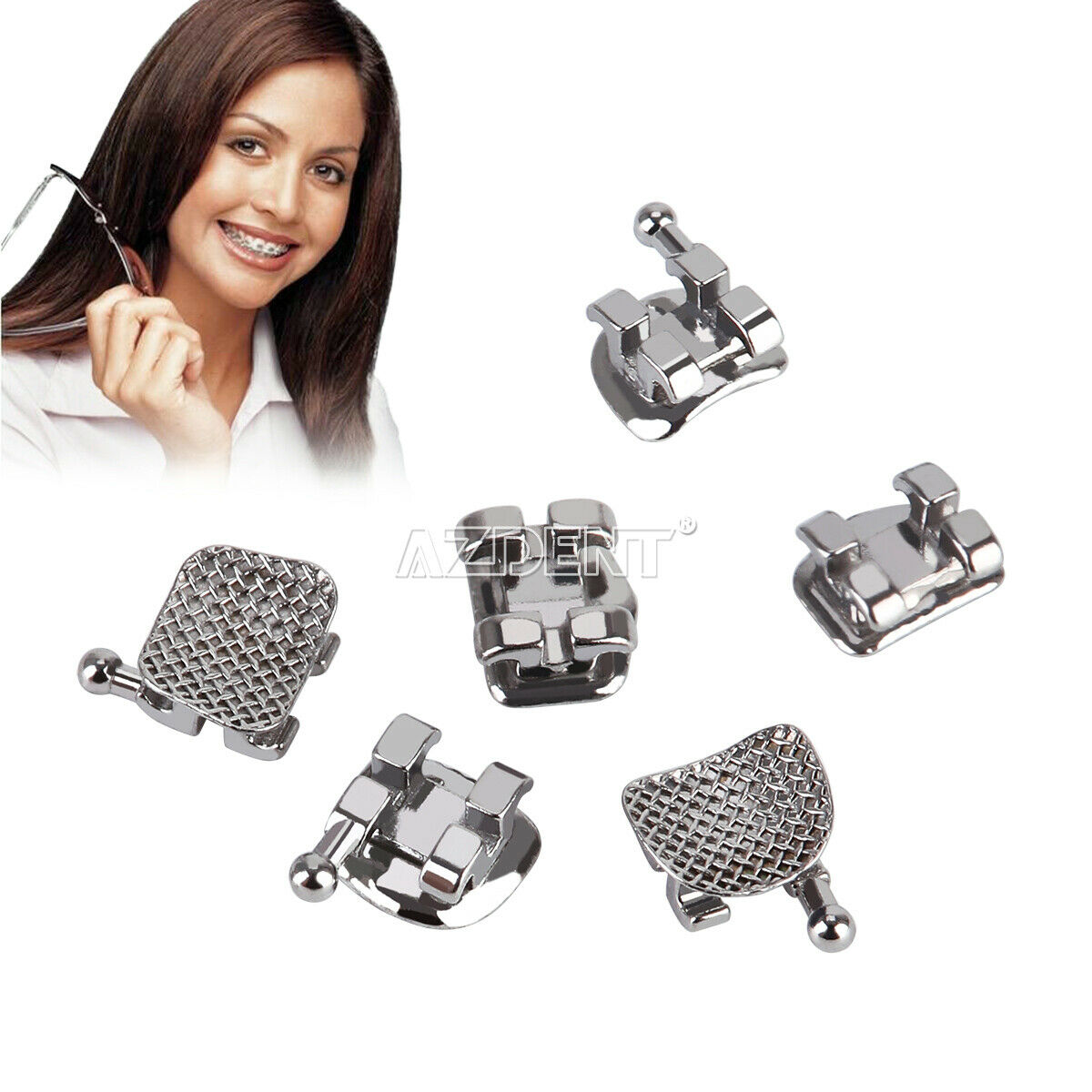 20 X AZDENT Dental Orthodontic Bracket Braces Standard Edgewise 018 Hooks 3-4-5