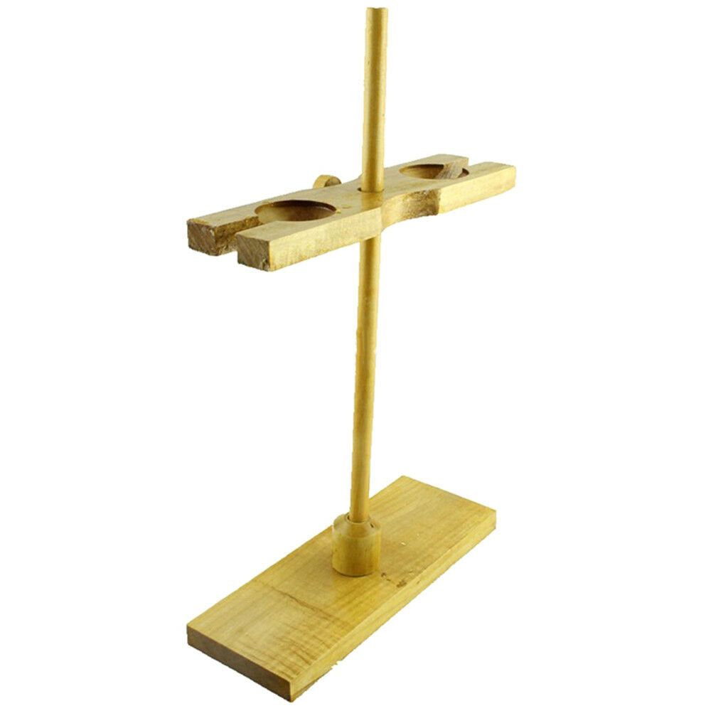 Wooden 2 Holes Laboratory Funnel Stand Holder Rack Lab/  Equipment Kit