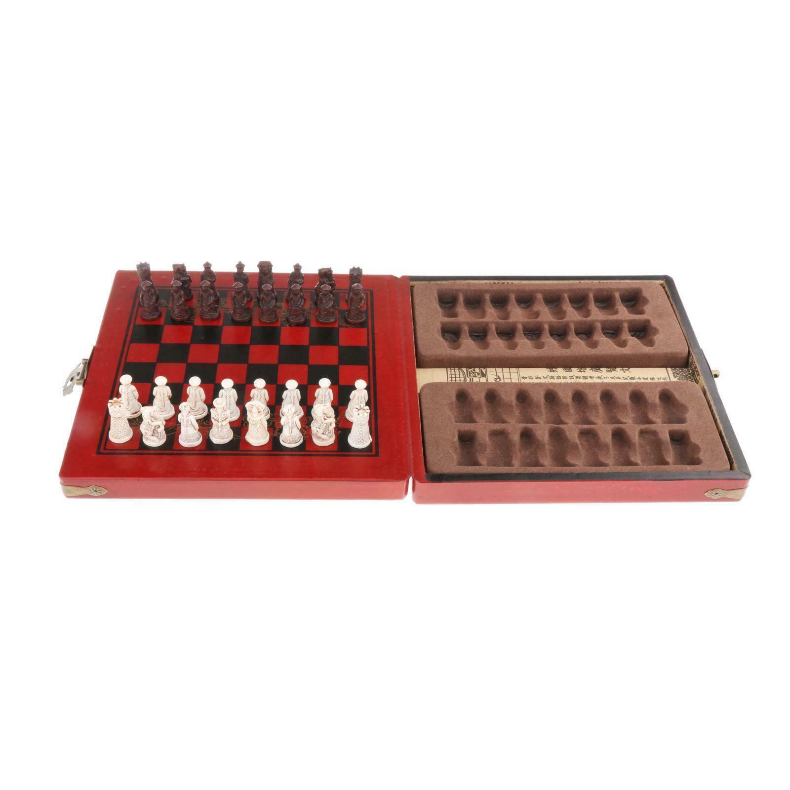 Wooden Folding Chess Set Foldable Chess Board Wood Playing Pieces Game Portable