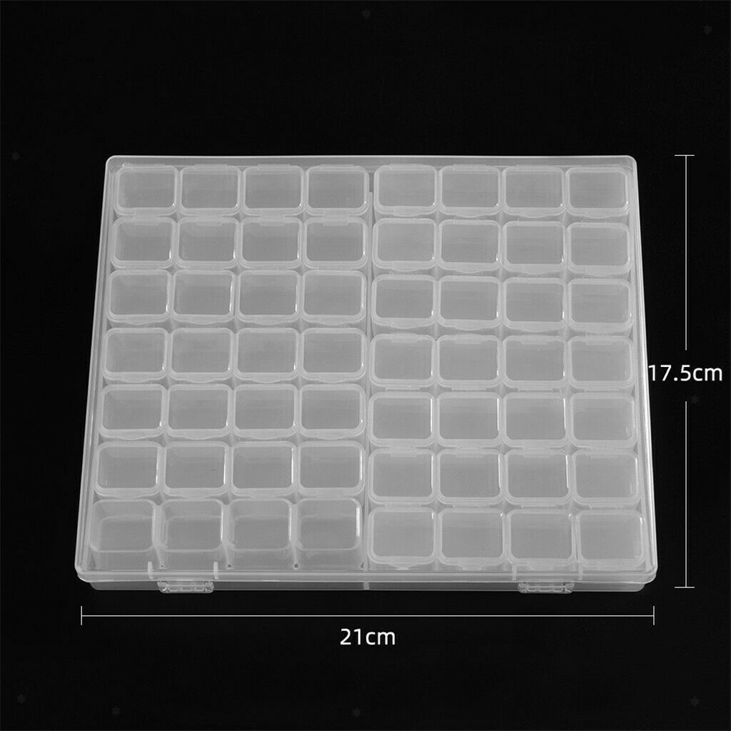 Empty Gem Diamond Rhinestones Display Case Plastic Organizer Box w/ Lid