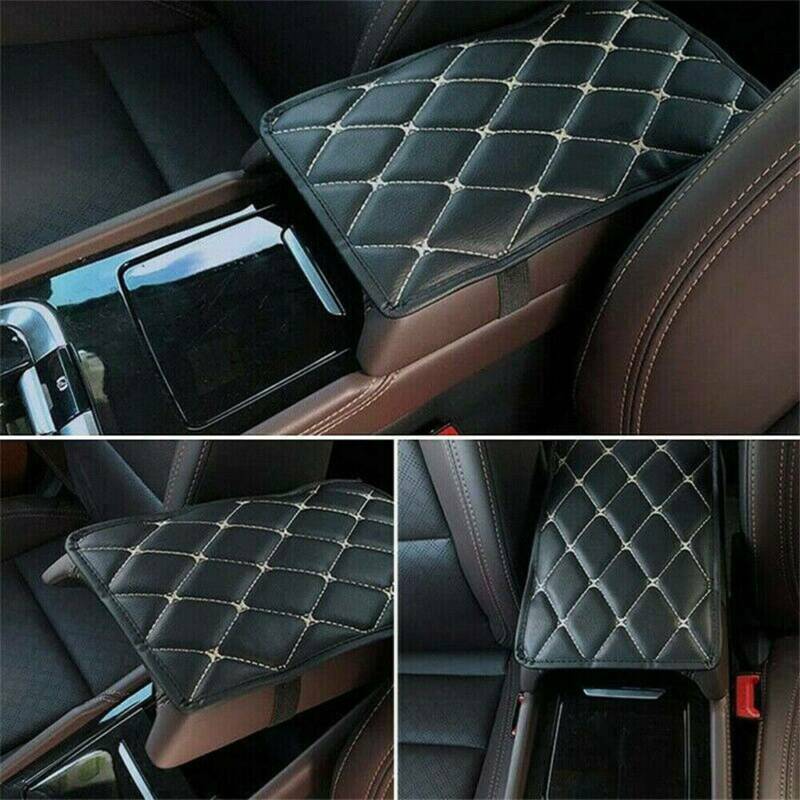 UK-Car Leather Armrest Pad Cover Auto Center Console Box Cushion Mat Accessories