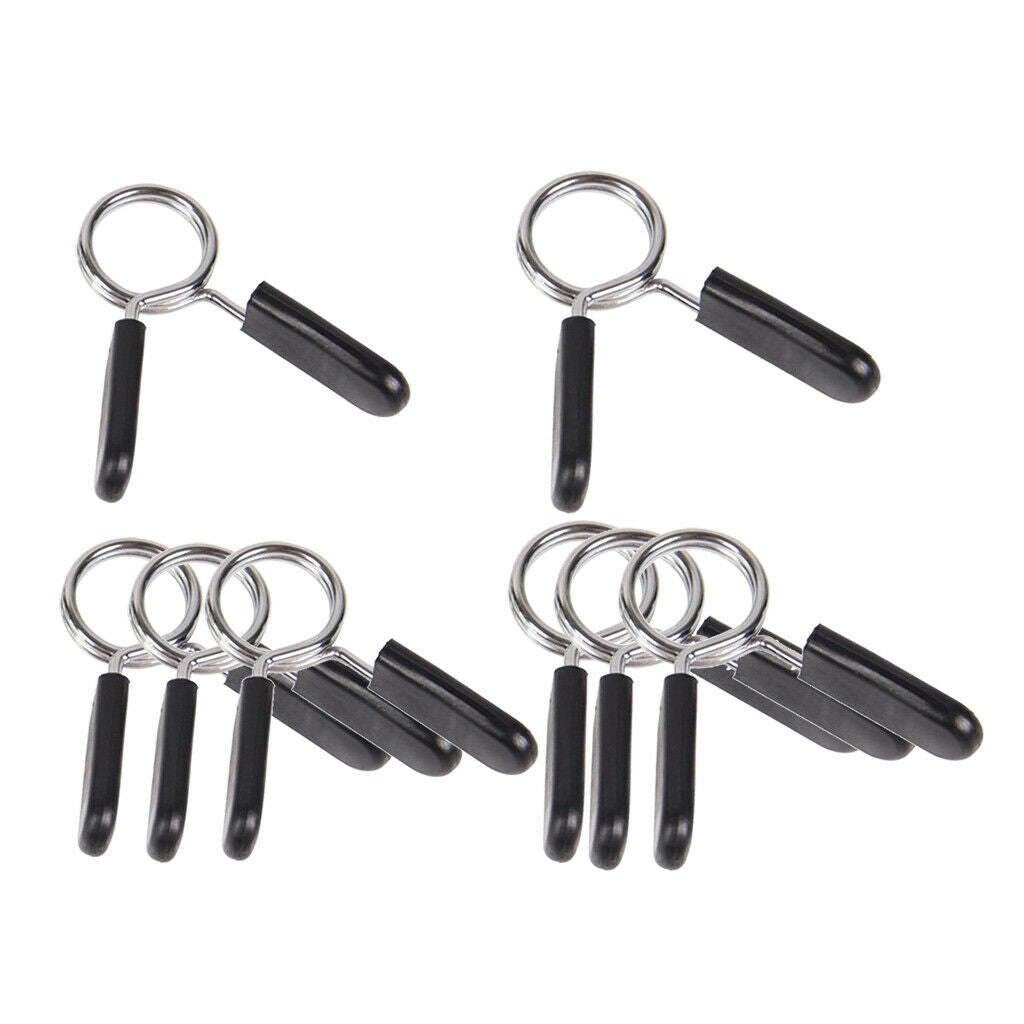 8pcs Barbell Spring Clamp Clips Weightlifting Bar Collar Adjuster Hardware