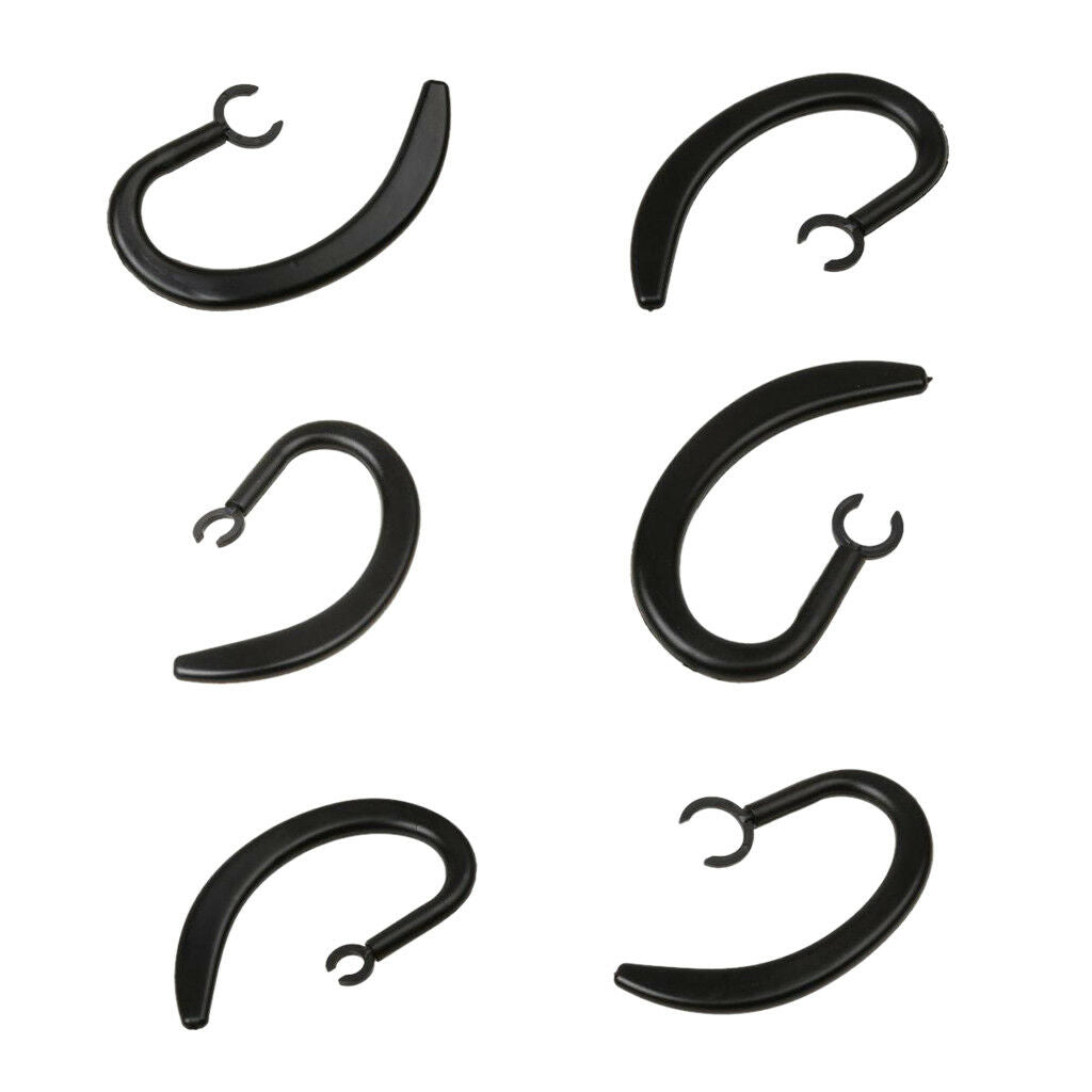6 Pieces Universal Small Clamp Bluetooth Spare Ear Hook Loop Clip Black