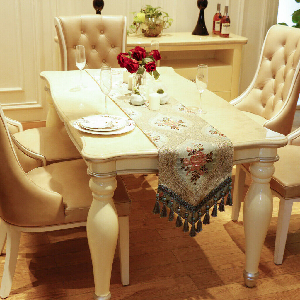 Elegant Table Runner Embroidered Dining Table Cloth Cover for Outdoor Garden