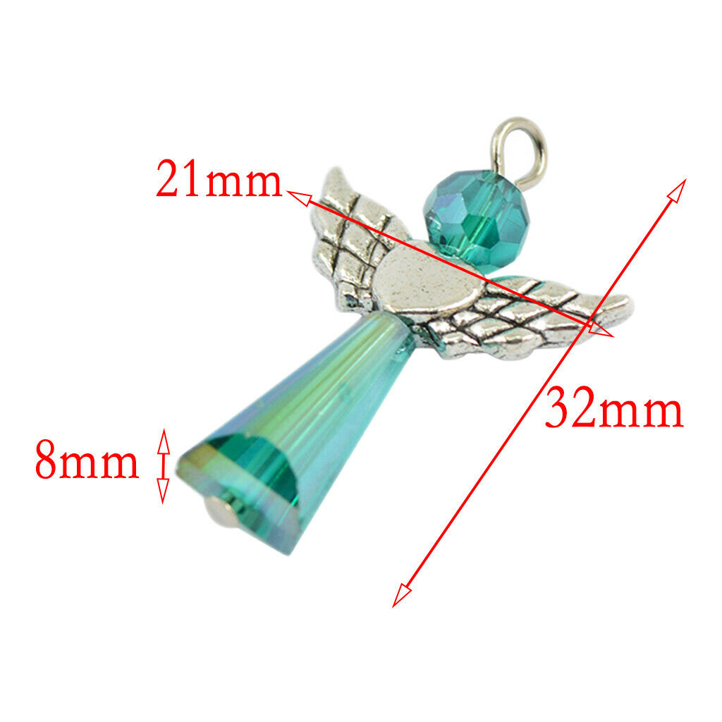 48 Angel Wings Charms Faceted Glass Beads Drop Pendants DIY Jewelry Findings