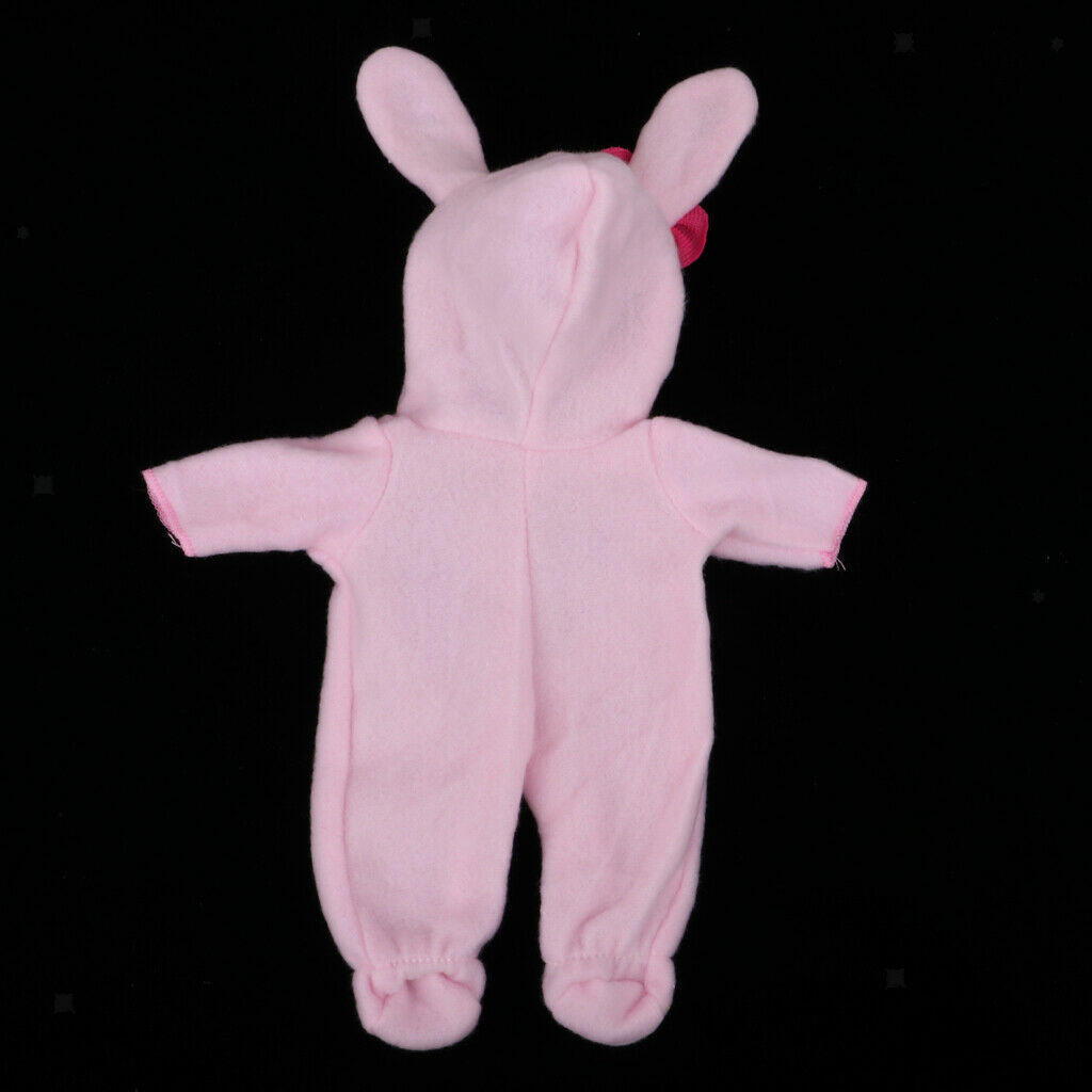 Adorable Heart Pink Rabbit Ear Jumpsuit Hat DIY 9-11inch Reborn Clothes