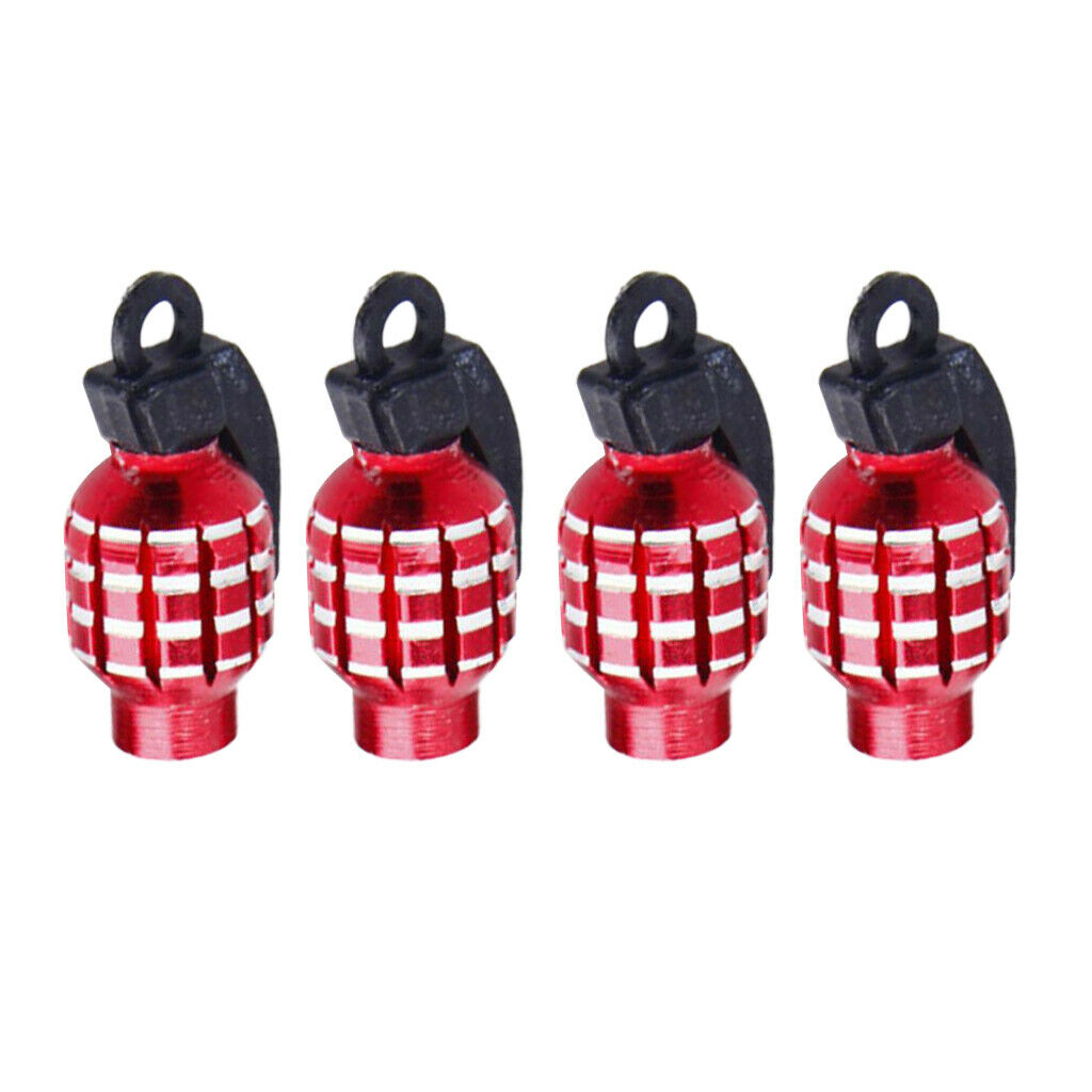 4Pcs/set Aluminum Red Alloy Tire Rim Valve Air Port Dust Cover Stems