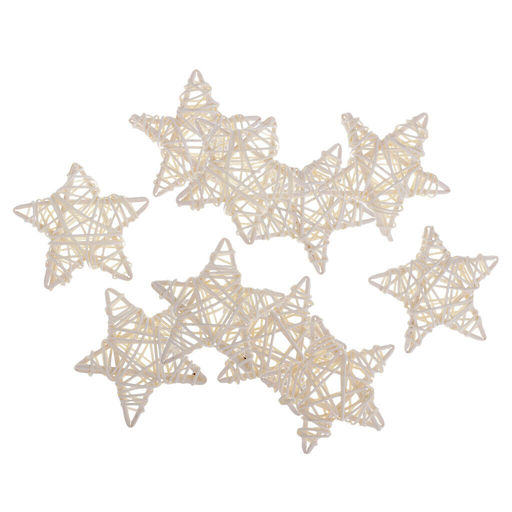 10pcs 7cm White Star Rattan Wicker Ball Christmas Tree Ornament Decorations