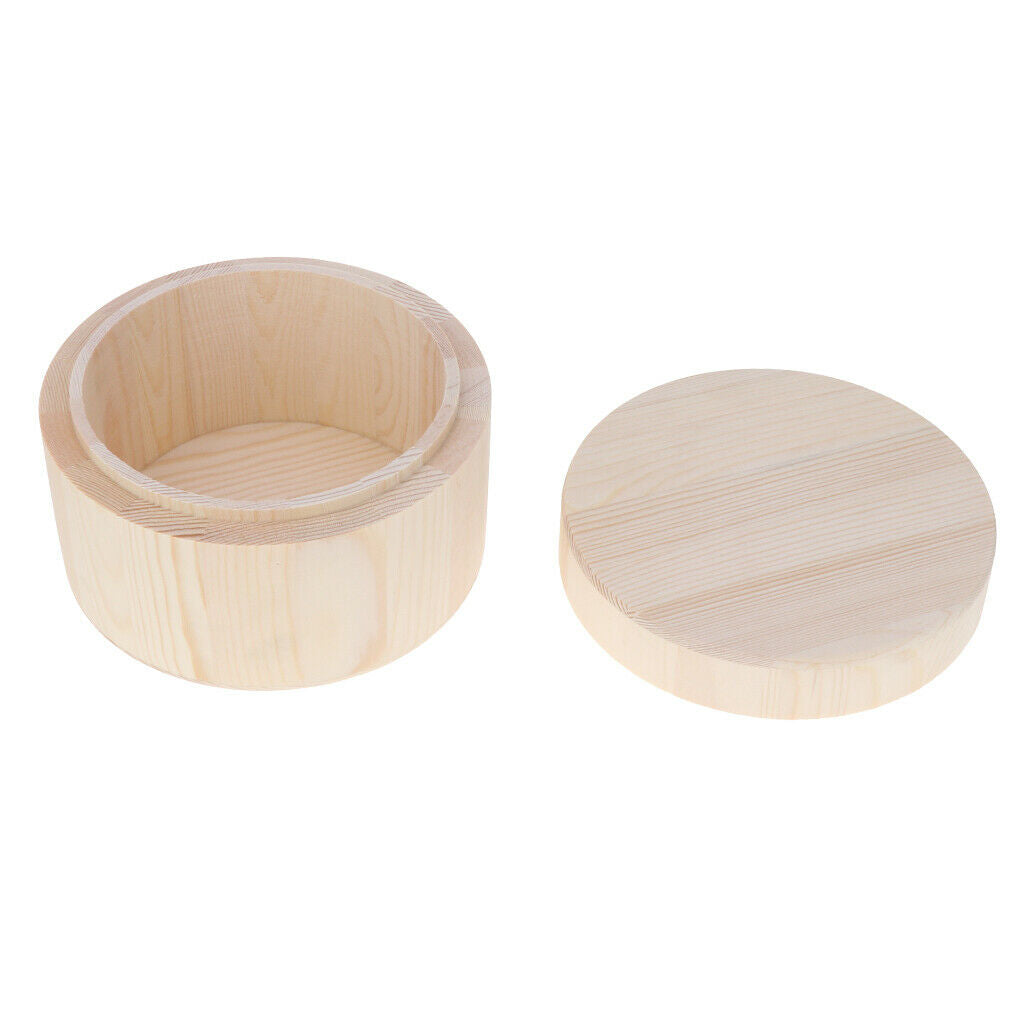 Wooden Storage Box Round Organizer Soap Gadgets Jewelry Case Container B