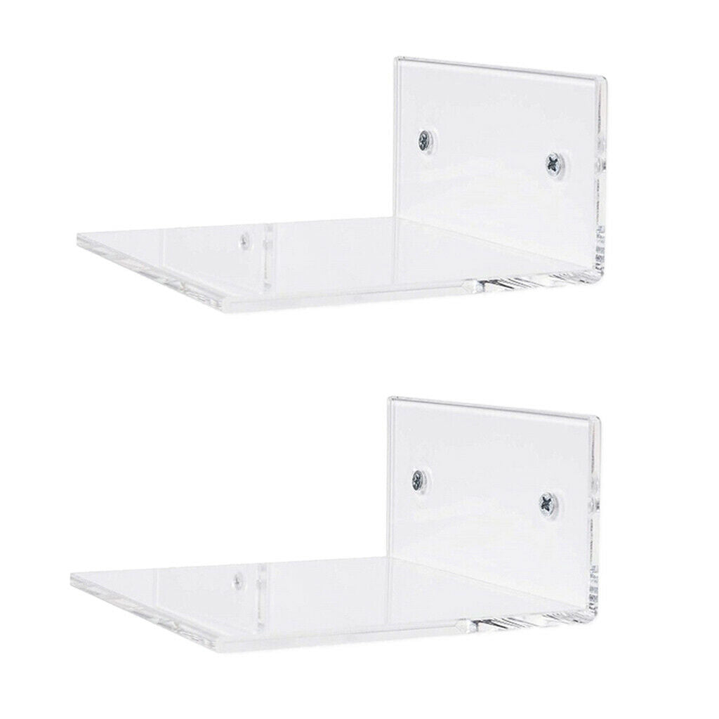 2x Kitchen Small 10cm Clear Floating Wall Shelf Ledge Organizer Space Saver